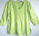 Lime Tunic Top Hand Embroidered
