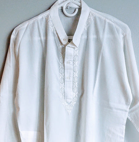 Men's Cotton Shirt Hand Embroidered Placket