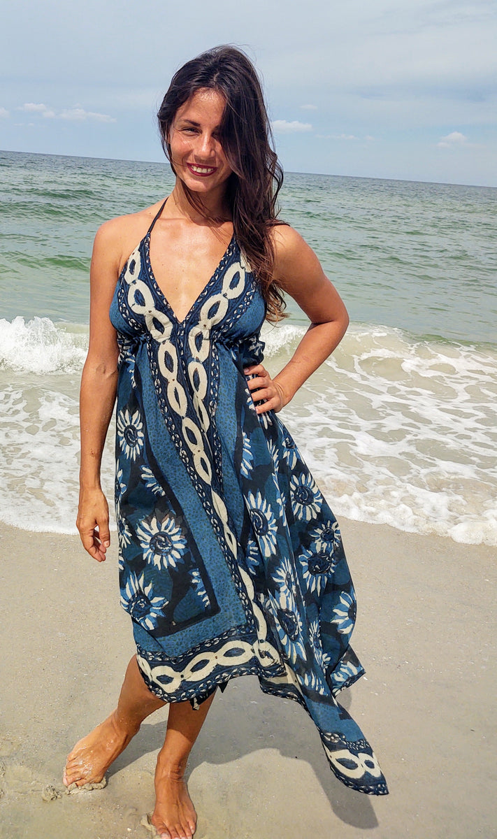 Triangle Top/Dress Handkerchief Bottom & Bespoke Straw Beach Hat