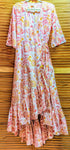 Wrap Dress Coral/ Pink /White Floral Block Print