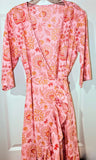 Wrap Dress Coral/ Pink /White Floral Block Print