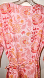 Wrap Dress Coral/ Pink /White Floral Block Print