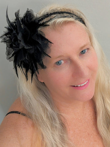 Chantilly Lace Flower with stretch sequin headband