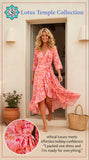 Wrap Dress Pink/Coral/ Pink or White/Coral/Pink Floral Block Print