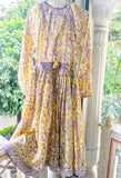 Boho Dress Lemon Yellow Block Print