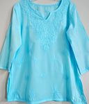 Turquoise Tunic Top Hand Embroidered