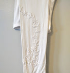 Hand Embroidered Stretch Leggins Yoga Pant White