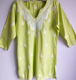 Lime Tunic Top Hand Embroidered