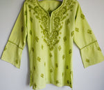 Boho Chic Lime Tunic Hand Embroidered
