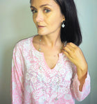 Alhambra Clover Earrings, Necklace & Hand Embroidered Tunic Top