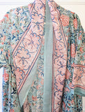Sea Aqua/Pink Handkerchief Jacket Block Print