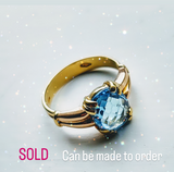 Classic Cushion Swiss Blue Topaz Solitaire Ring